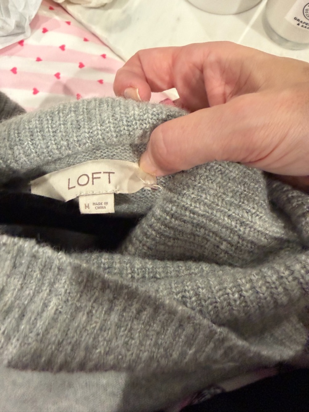LOFT Light Gray Ribbed Turtleneck Sweater